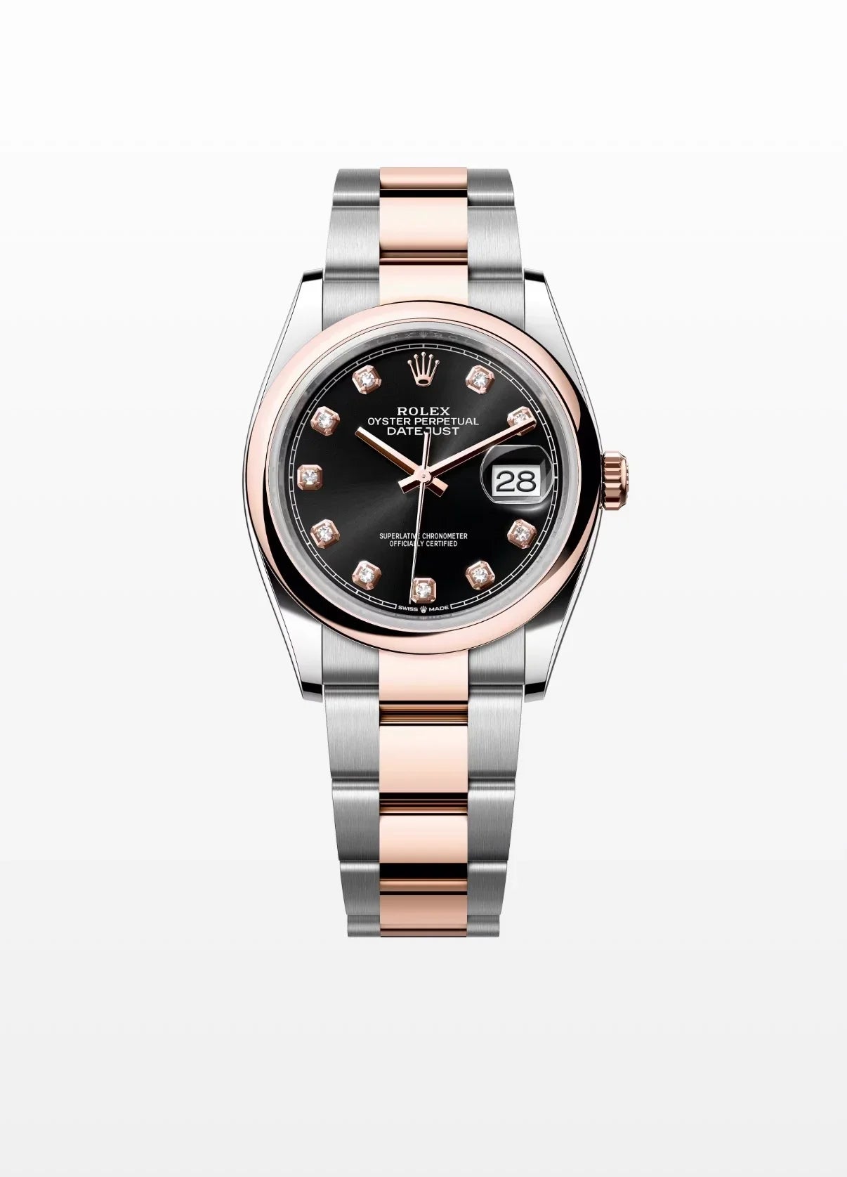 Image of Lüks siyah kadranlı, pembe altın ve çelik bilezikli Datejust otomatik kol saati